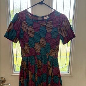 LulaRoe geometric pattern mid length dress A-line size medium
